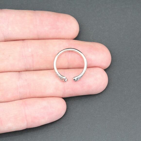 Sterling Silver Adjustable Bone Ring, Unique Bone Ring - Picture 5 of 7